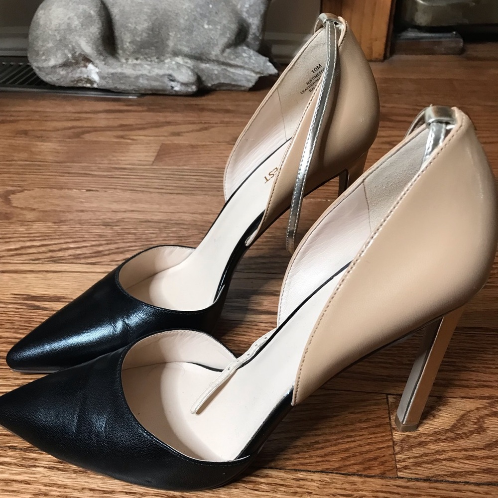 Black-beige combo high heels 10M